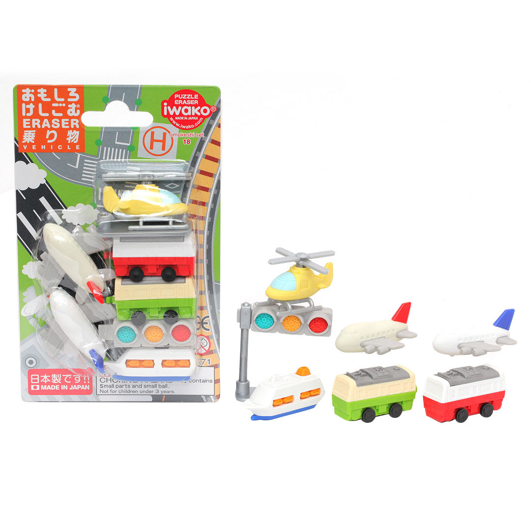 Iwako Puzzle Eraser Set Vehicles