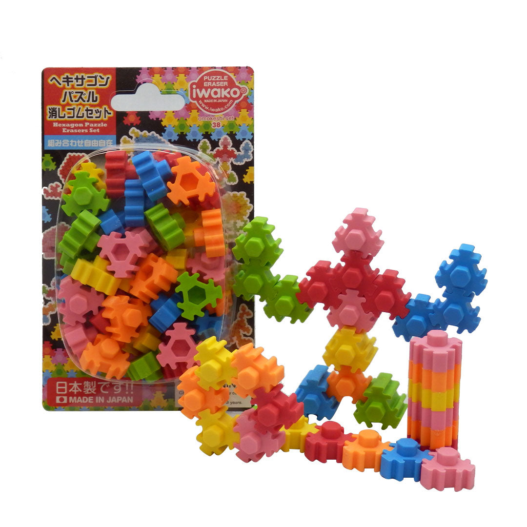 Iwako Puzzle Eraser Set Hexagon Puzzle