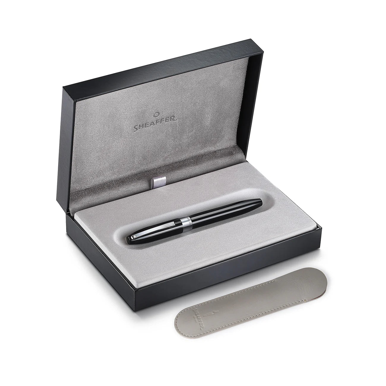 Sheaffer Legacy Rollerball Pen Black with Chrome Trim and Leather Case