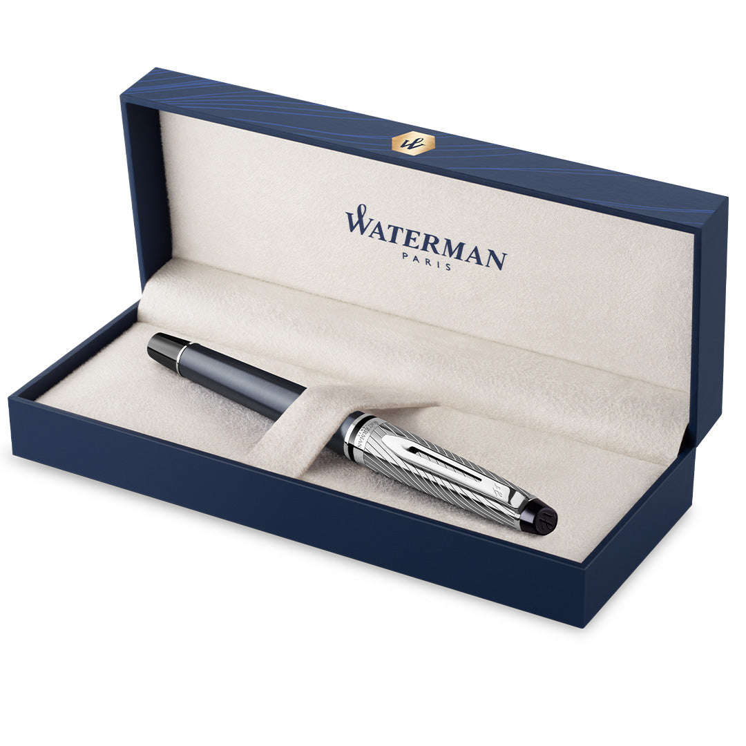 Waterman Expert Deluxe Fountain Pen Metal & Stone Grey Lacquer with Palladium Trim