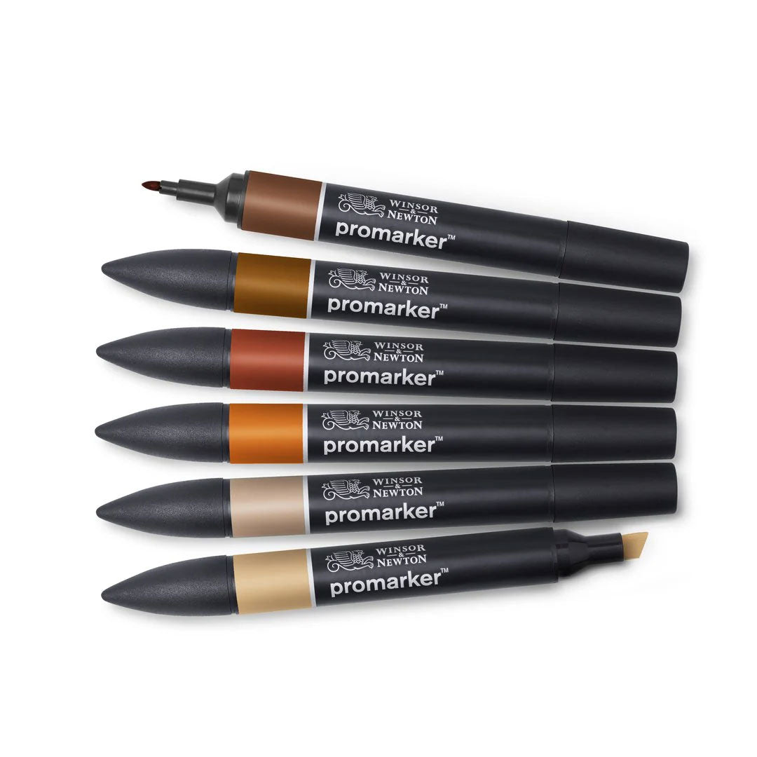 Winsor & Newton ProMarkers Set of 6 Skin Tones - Set 2