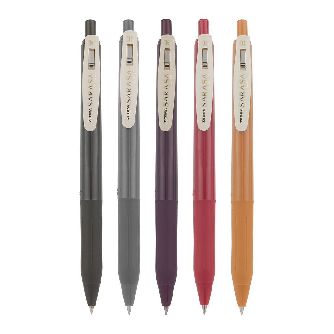 Zebra Sarasa Clip 0.5mm Gel Rollerball Pen Set of 5 Vintage Colours 2