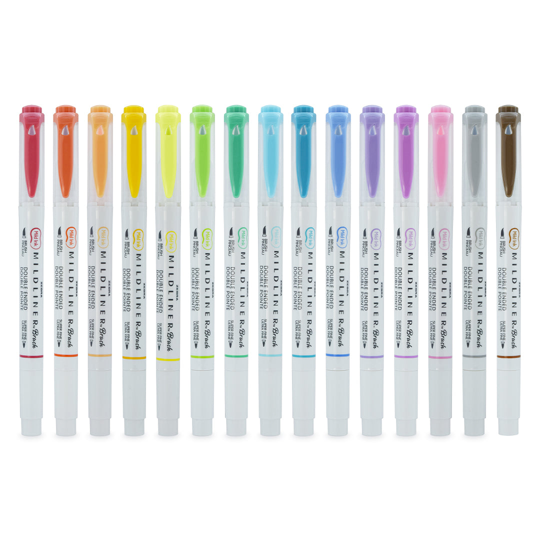 Zebra Mildliner Brush Pen Set of 15 Assorted