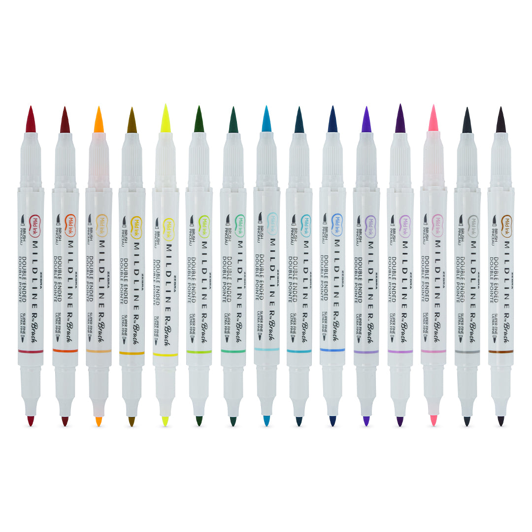 Zebra Mildliner Brush Pen Set of 15 Assorted