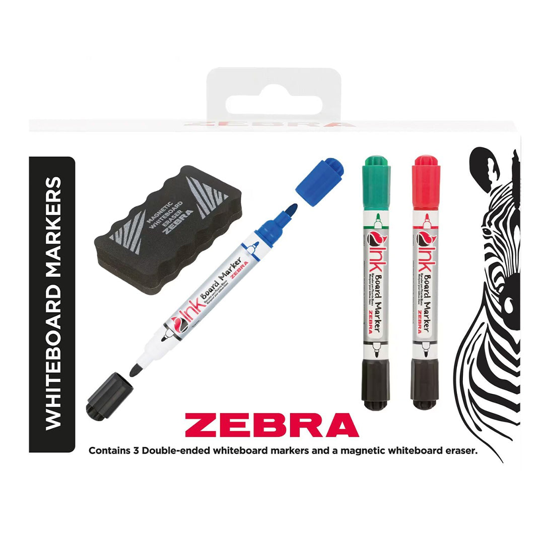 Zebra Whiteboard Marker Set Bullet 3.0 mm Multicolour with Eraser