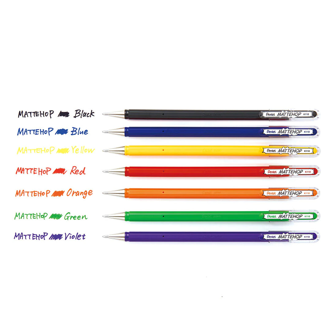 Pentel Mattehop Gel Pen Original Colours Set of 7