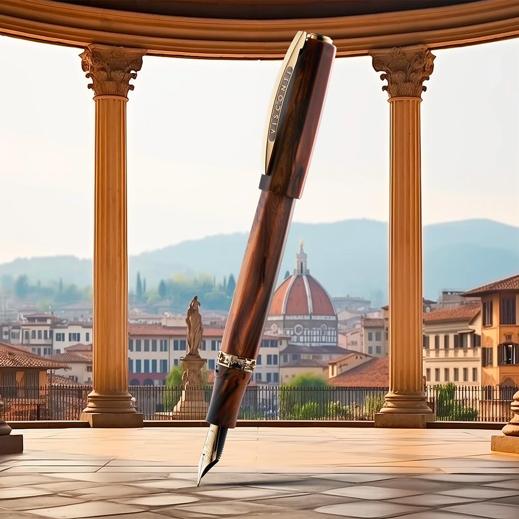 Visconti Medici Radica DS Yellow Gold Fountain Pen 18k Medium Nib