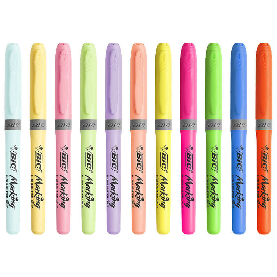 BIC Grip Highlighter Pastel Assorted Set of 12 by BIC at Cult Pens