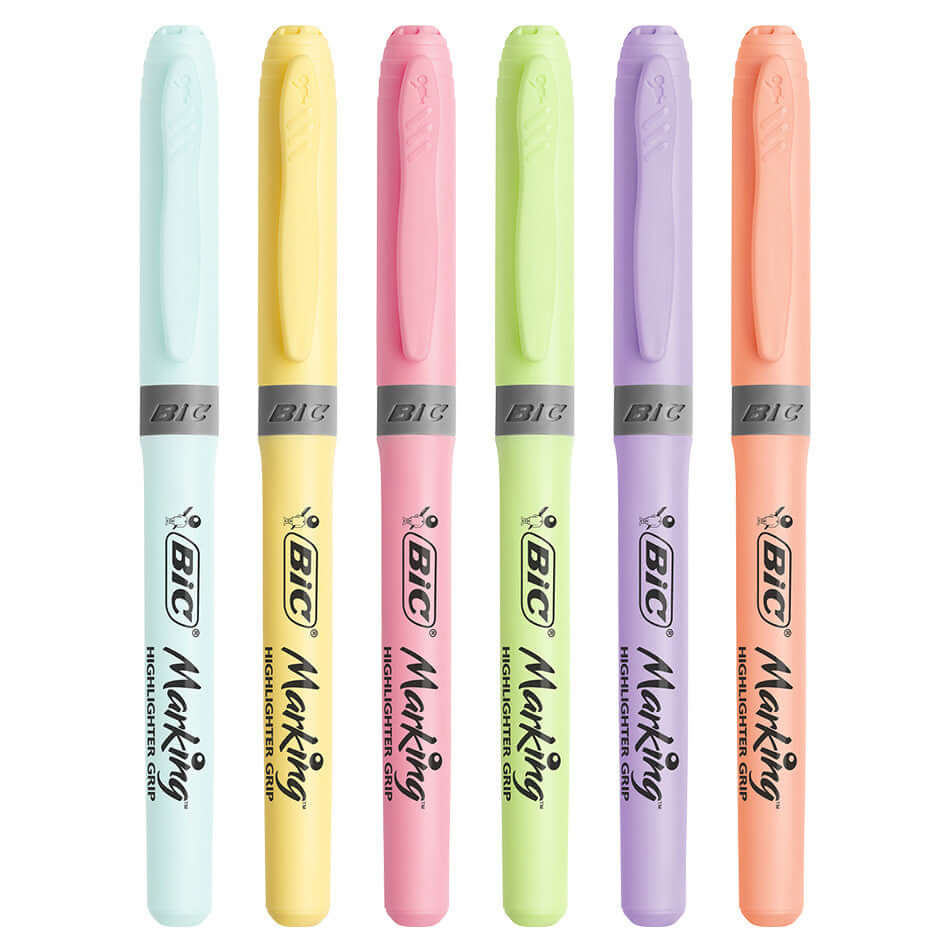 BIC Grip Highlighter Pastel Assorted Set of 6 by BIC at Cult Pens