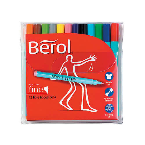 Berol Colourfine Felt Pen Set of 12 Assorted by Berol at Cult Pens