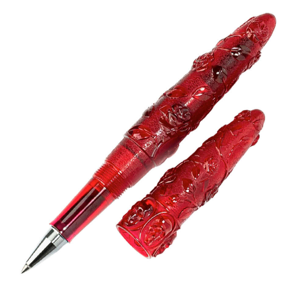 Benu Skull & Roses Rollerball Pen Red Rose by Benu at Cult Pens
