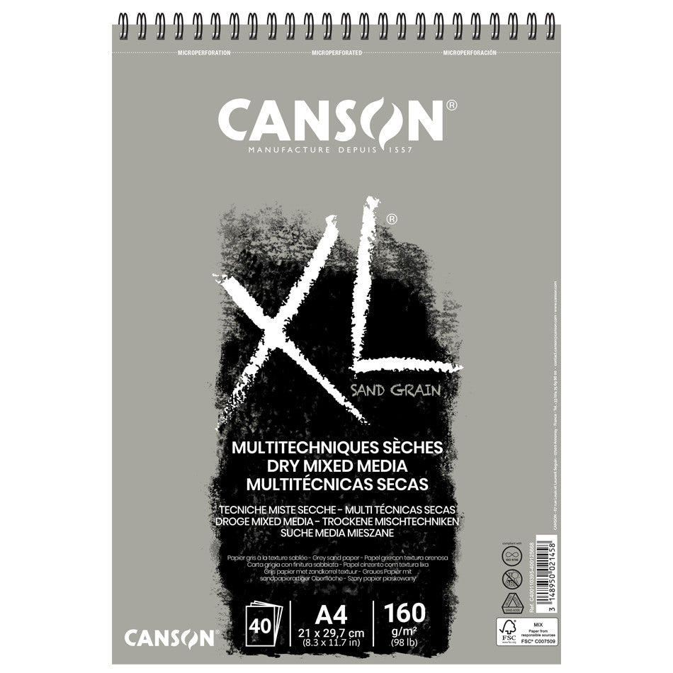 Canson XL Sand Grain Grey Spiral Pad A4 by Canson at Cult Pens