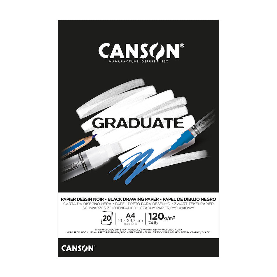 Canson Graduate Black Paper Pad A4 by Canson at Cult Pens