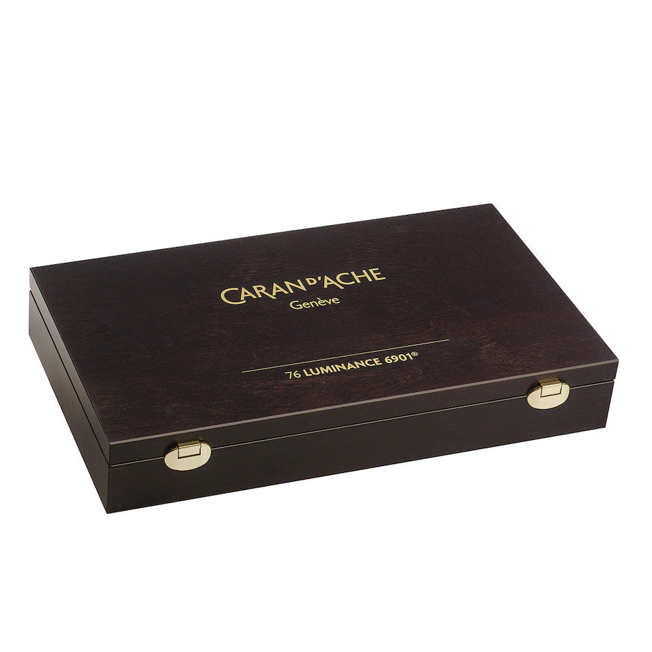 Caran d'Ache Luminance 6901 Wooden Box of 76 Assorted Coloured Pencils, 2 Blenders + 2 Grafwood Pencils by Caran d'Ache at Cult Pens