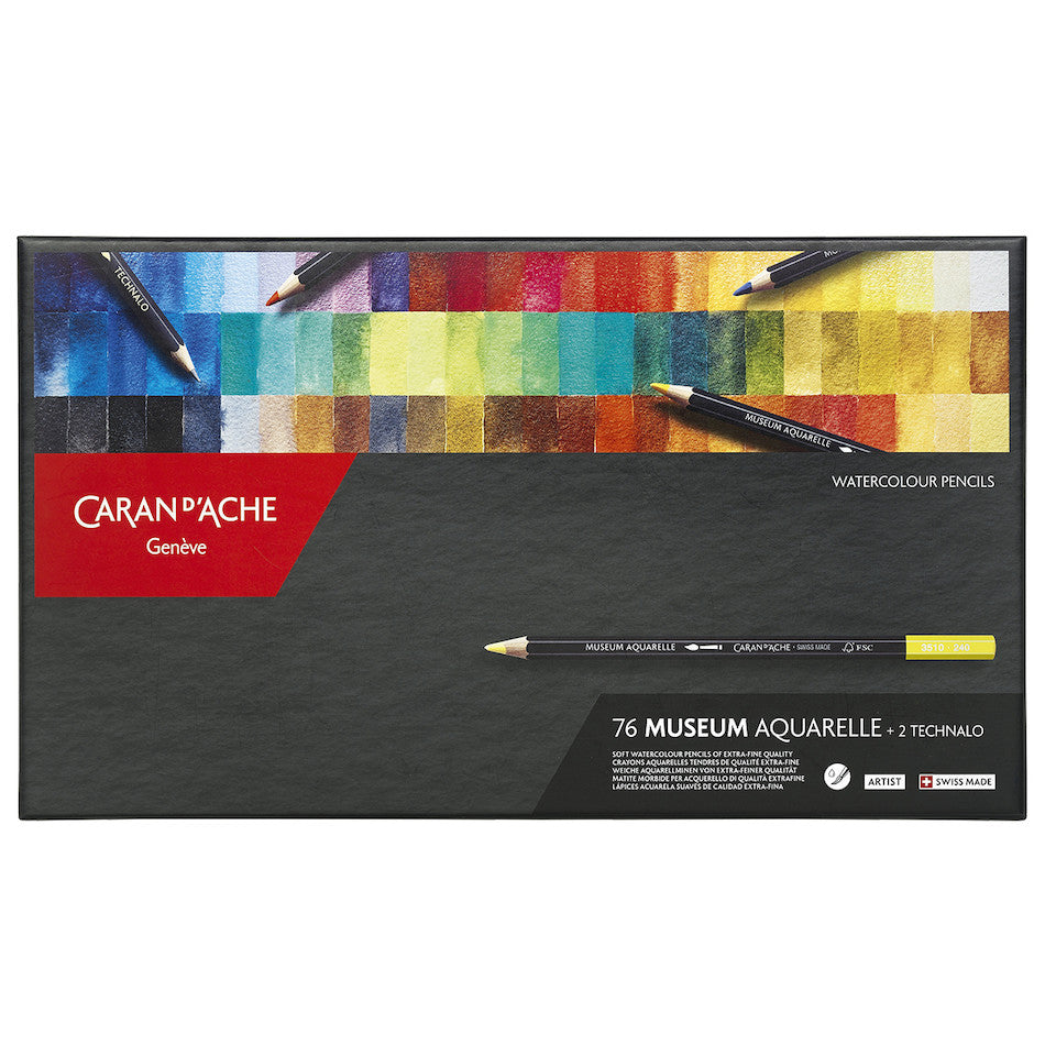 Caran d'Ache Museum Aquarell Watercolour Pencil Box of 76 + 2 Technalo by Caran d'Ache at Cult Pens