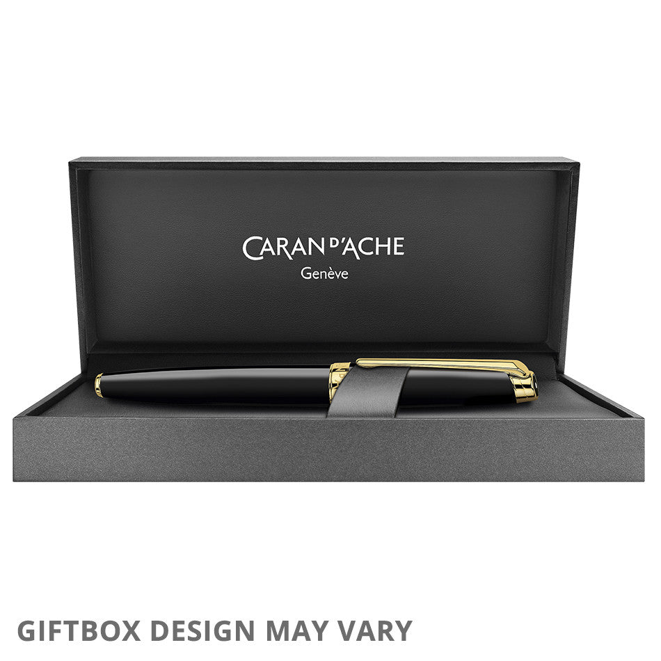 Caran d'Ache Leman Ebony Fountain Pen Gold Trim by Caran d'Ache at Cult Pens