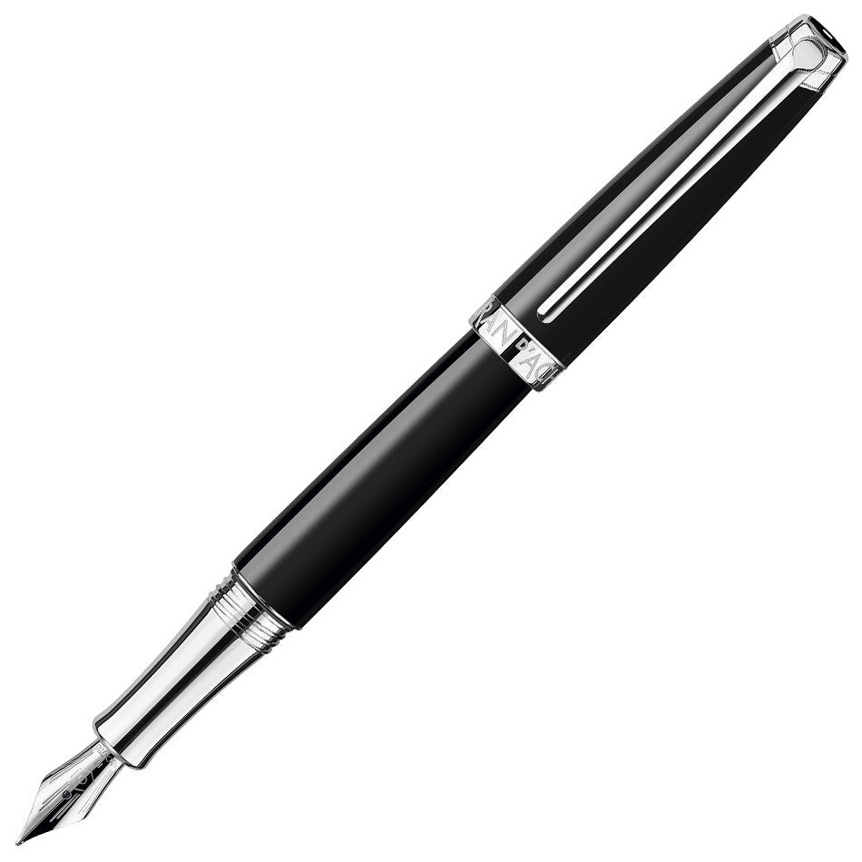 Caran d'Ache Leman Ebony Fountain Pen Silver Trim by Caran d'Ache at Cult Pens