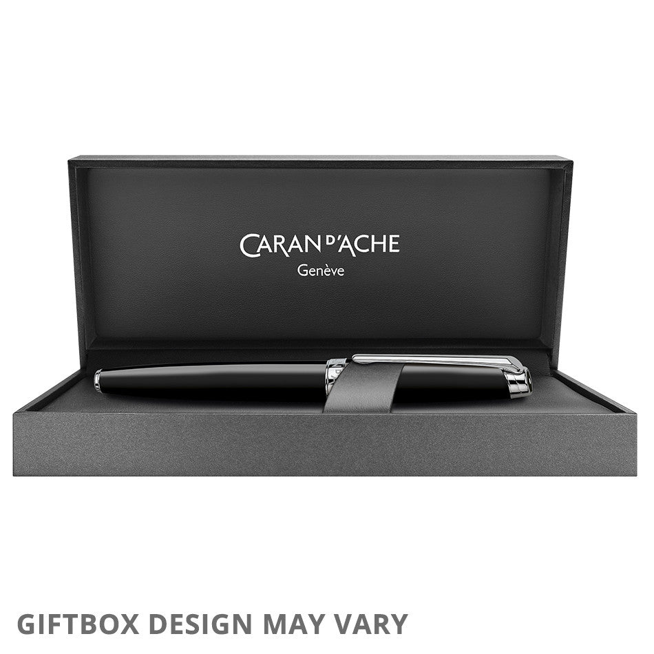 Caran d'Ache Leman Ebony Rollerball Pen Silver Trim by Caran d'Ache at Cult Pens