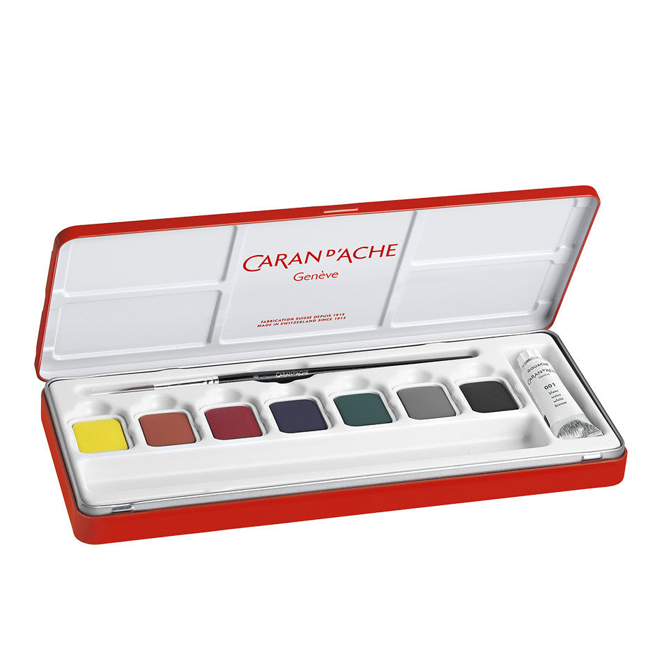 Caran d'Ache Gouache Studio Colour Tablets Tin of 8 by Caran d'Ache at Cult Pens