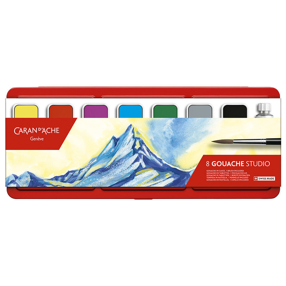 Caran d'Ache Gouache Studio Colour Tablets Tin of 8 by Caran d'Ache at Cult Pens