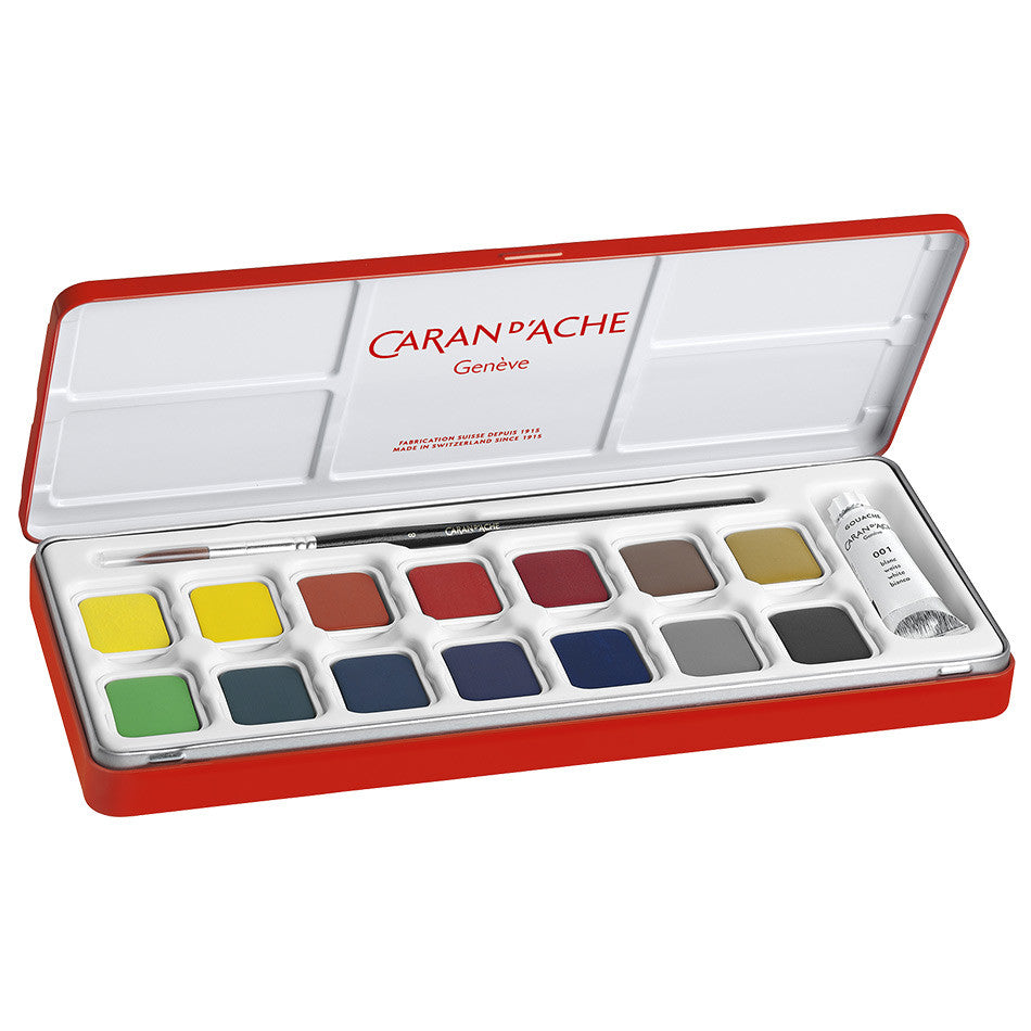Caran d'Ache Gouache Studio Colour Tablets Tin of 15 by Caran d'Ache at Cult Pens