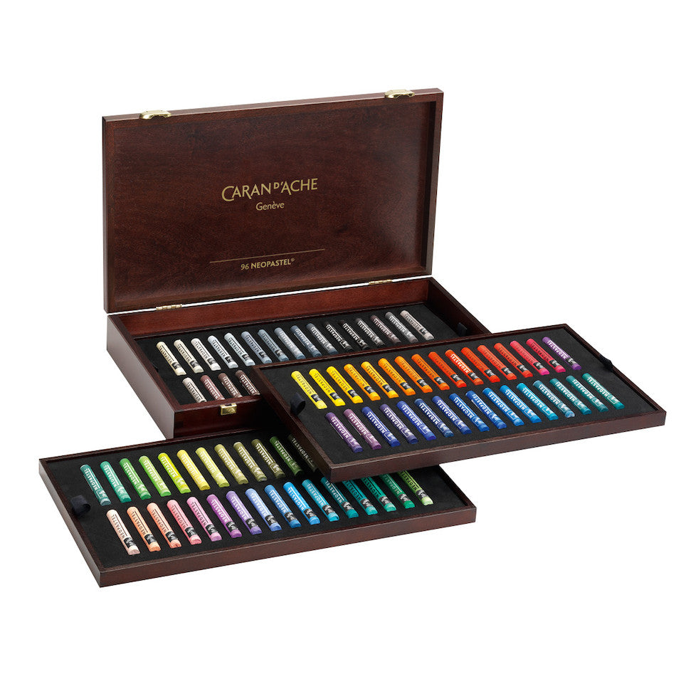 Caran d'Ache Neopastel Artists Oil Pastels Wooden Box of 96 by Caran d'Ache at Cult Pens