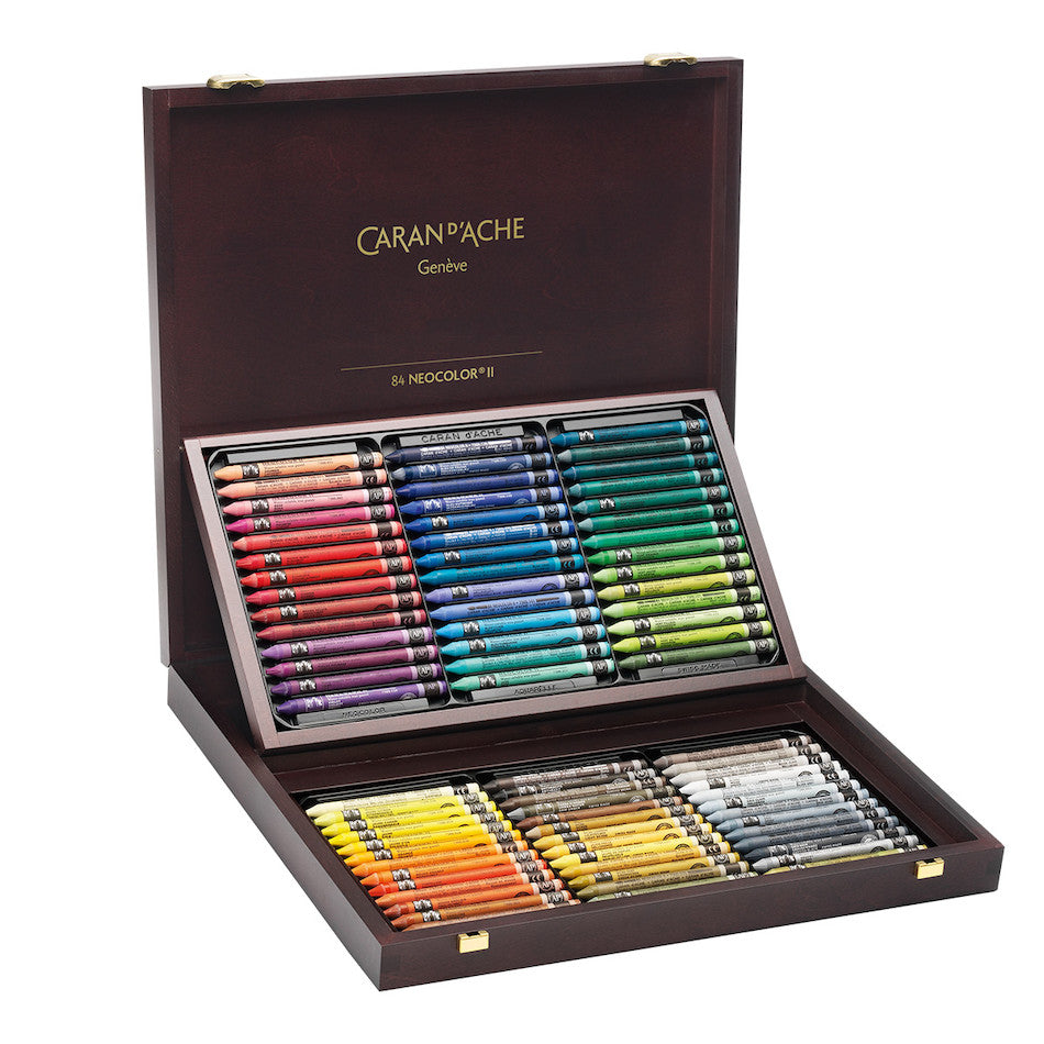 Caran d'Ache Neocolor II Wax Pastels Wooden Box of 84 by Caran d'Ache at Cult Pens