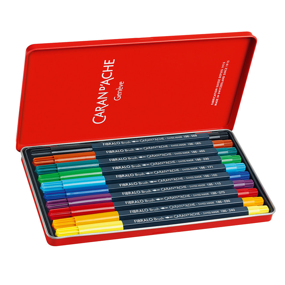 Caran d'Ache Fibralo Brush with Water-Soluble ink Box of 10 by Caran d'Ache at Cult Pens