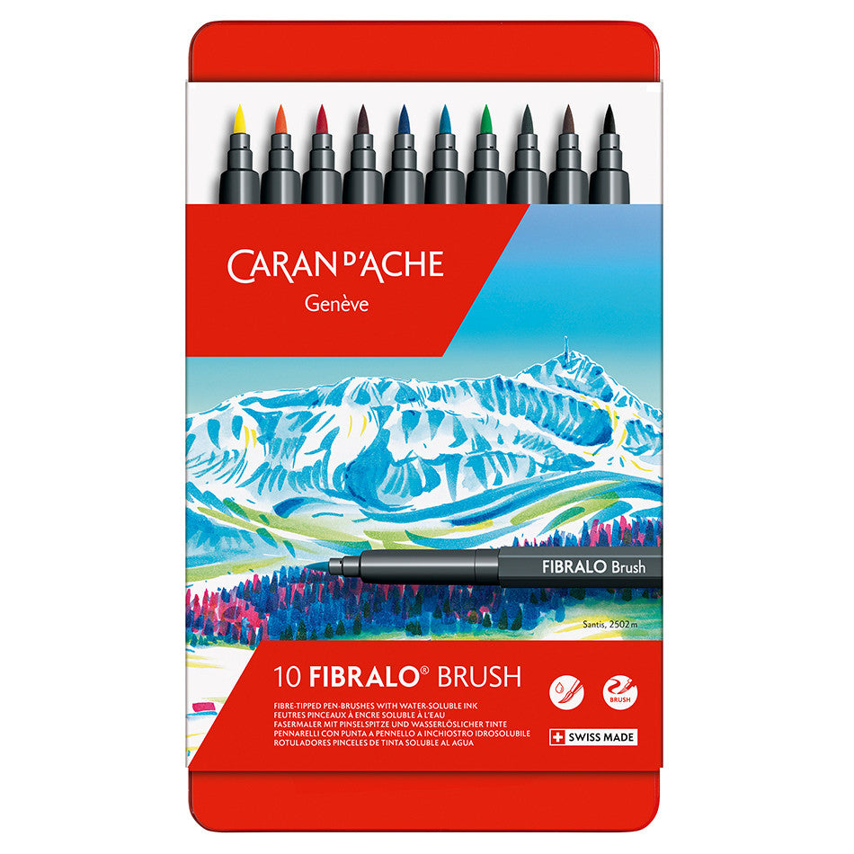Caran d'Ache Fibralo Brush with Water-Soluble ink Box of 10 by Caran d'Ache at Cult Pens