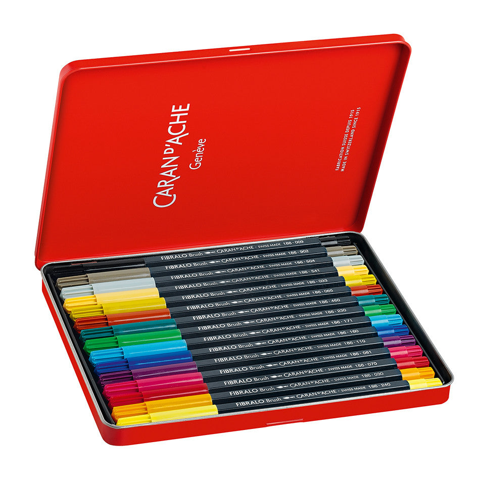 Caran d'Ache Fibralo Brush with Water-Soluble ink Box of 15 by Caran d'Ache at Cult Pens
