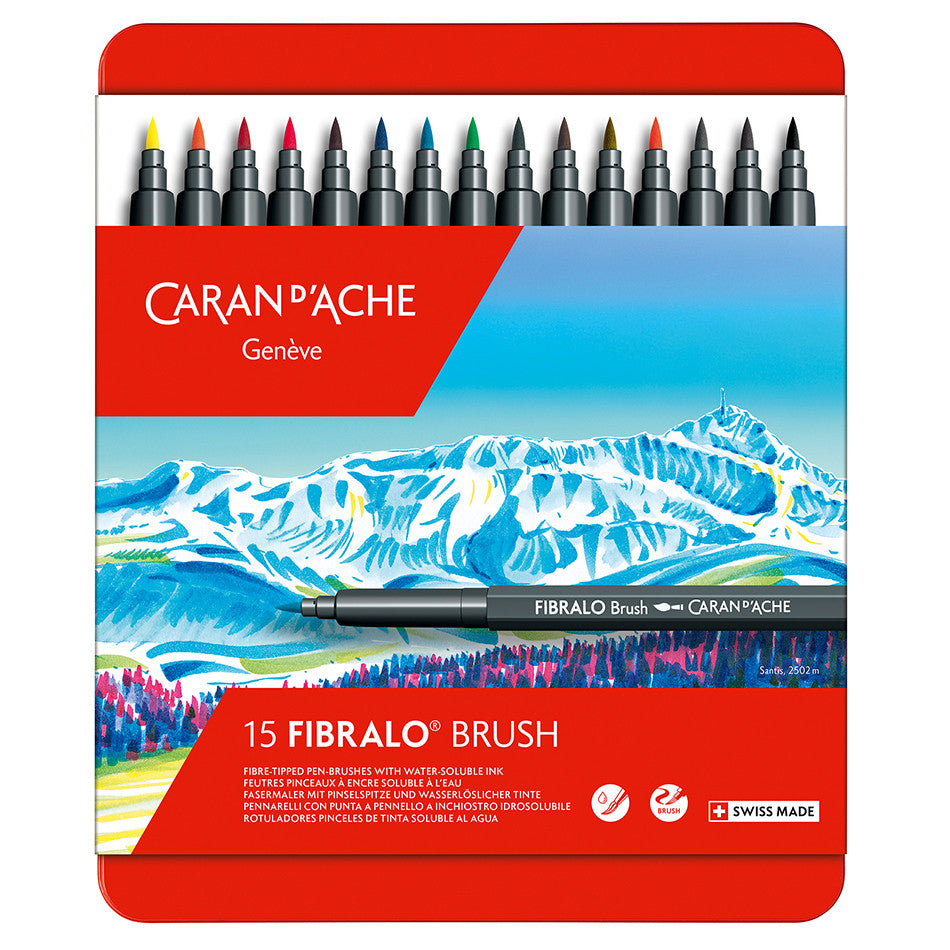 Caran d'Ache Fibralo Brush with Water-Soluble ink Box of 15 by Caran d'Ache at Cult Pens