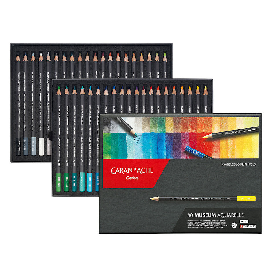 Caran d'Ache Museum Aquarell Watercolour Pencil Box of 40 Assorted by Caran d'Ache at Cult Pens
