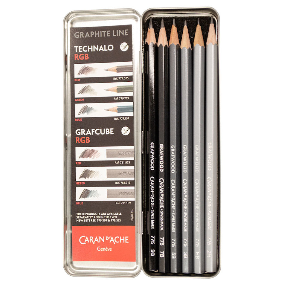 Caran d'Ache Graphite Line Grafwood Pencil Set of 6 Assorted by Caran d'Ache at Cult Pens