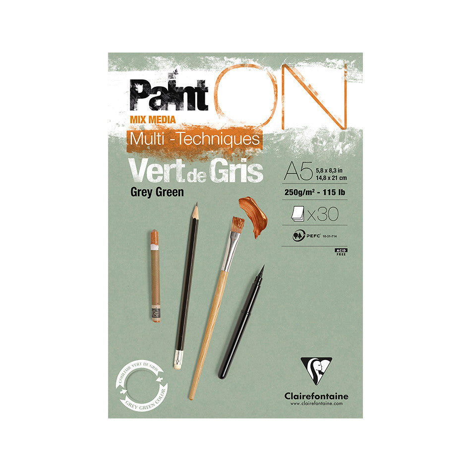 Clairefontaine Paint On Pad Grey Green A5 by Clairefontaine at Cult Pens