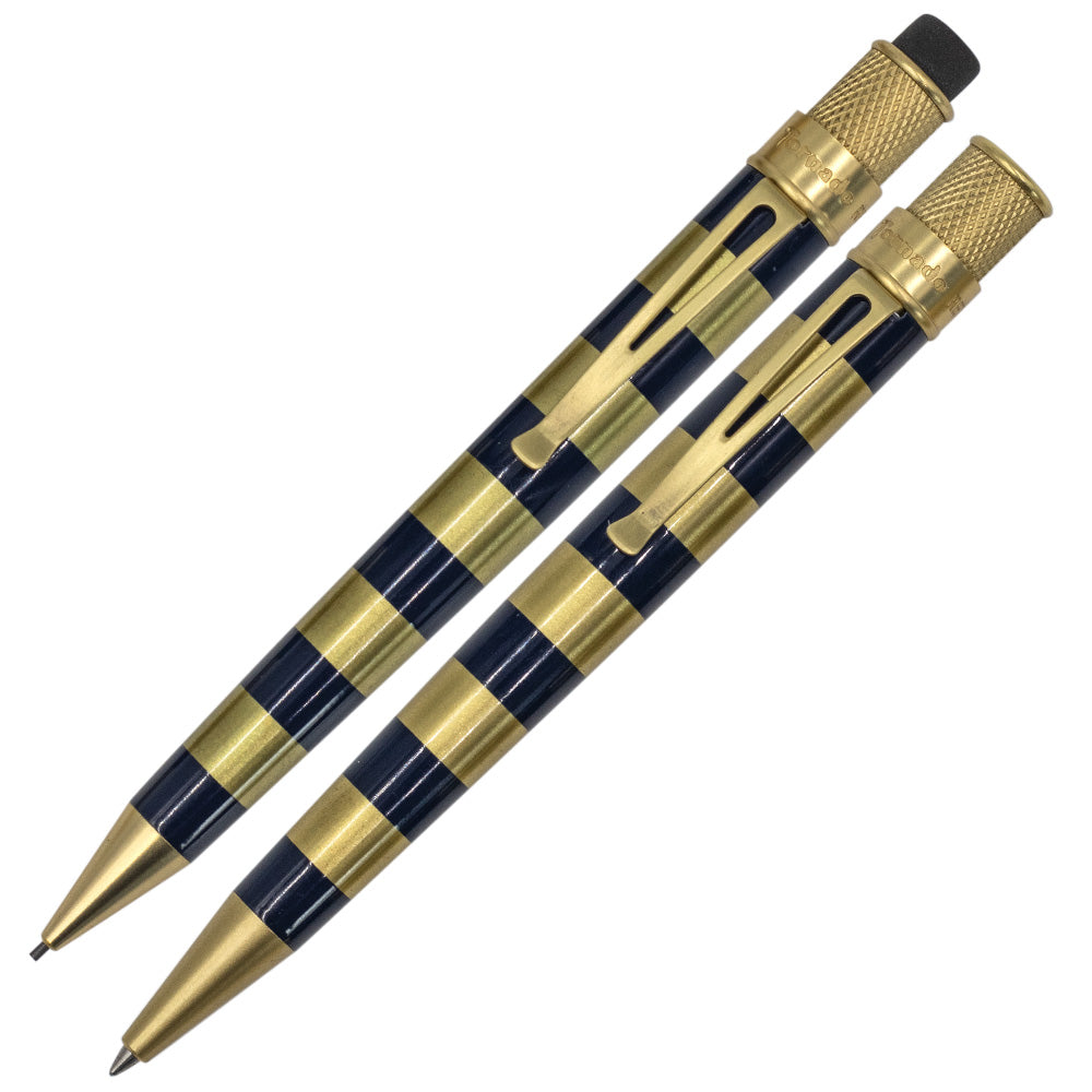 Cult Pens Exclusive Gilded Rings Tornado Rollerball and Mechanical Pencil Set by Retro 51