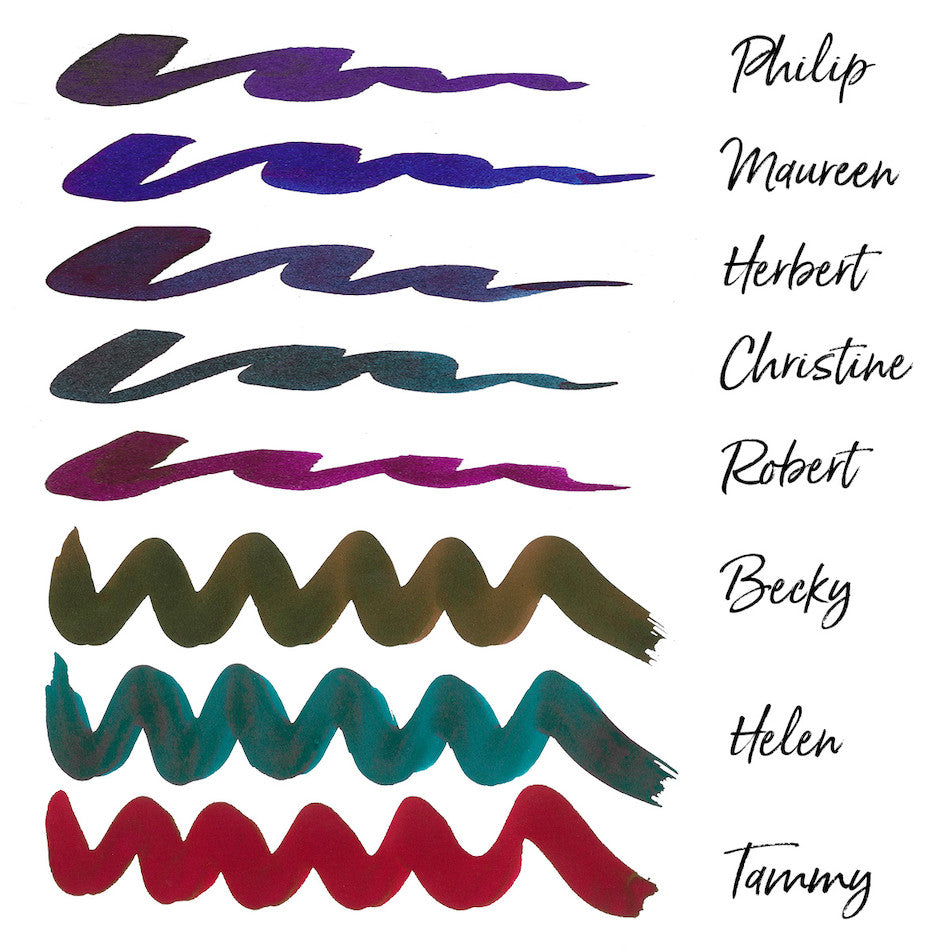 Cult Pens Fruity and Iridescink Inks 12ml Set of 16 by Diamine at Cult Pens