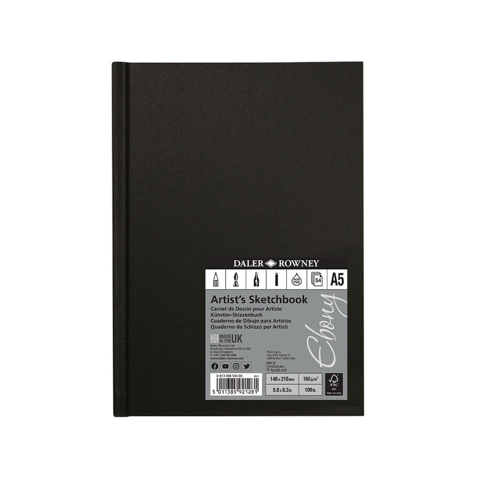 Daler-Rowney Ebony Hardbound Sketchbook A5 Portrait by Daler-Rowney at Cult Pens
