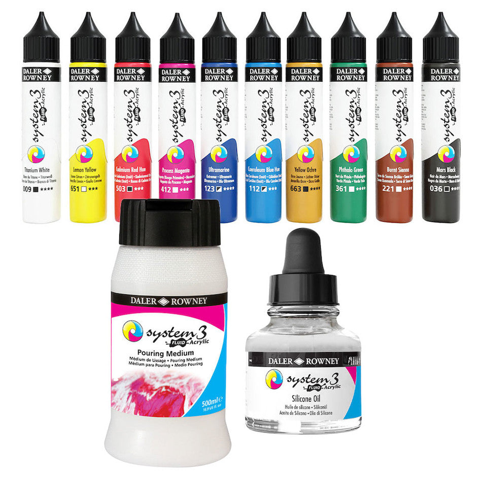 Daler-Rowney System3 Fluid Acrylic Bundle Set of 10 by Daler-Rowney at Cult Pens