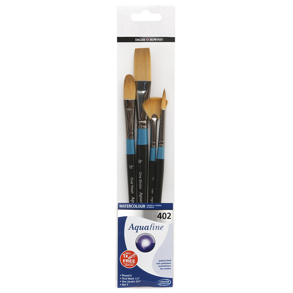 Daler-Rowney Aquafine Watercolour Brush 402 Wallet of 4 by Daler-Rowney at Cult Pens