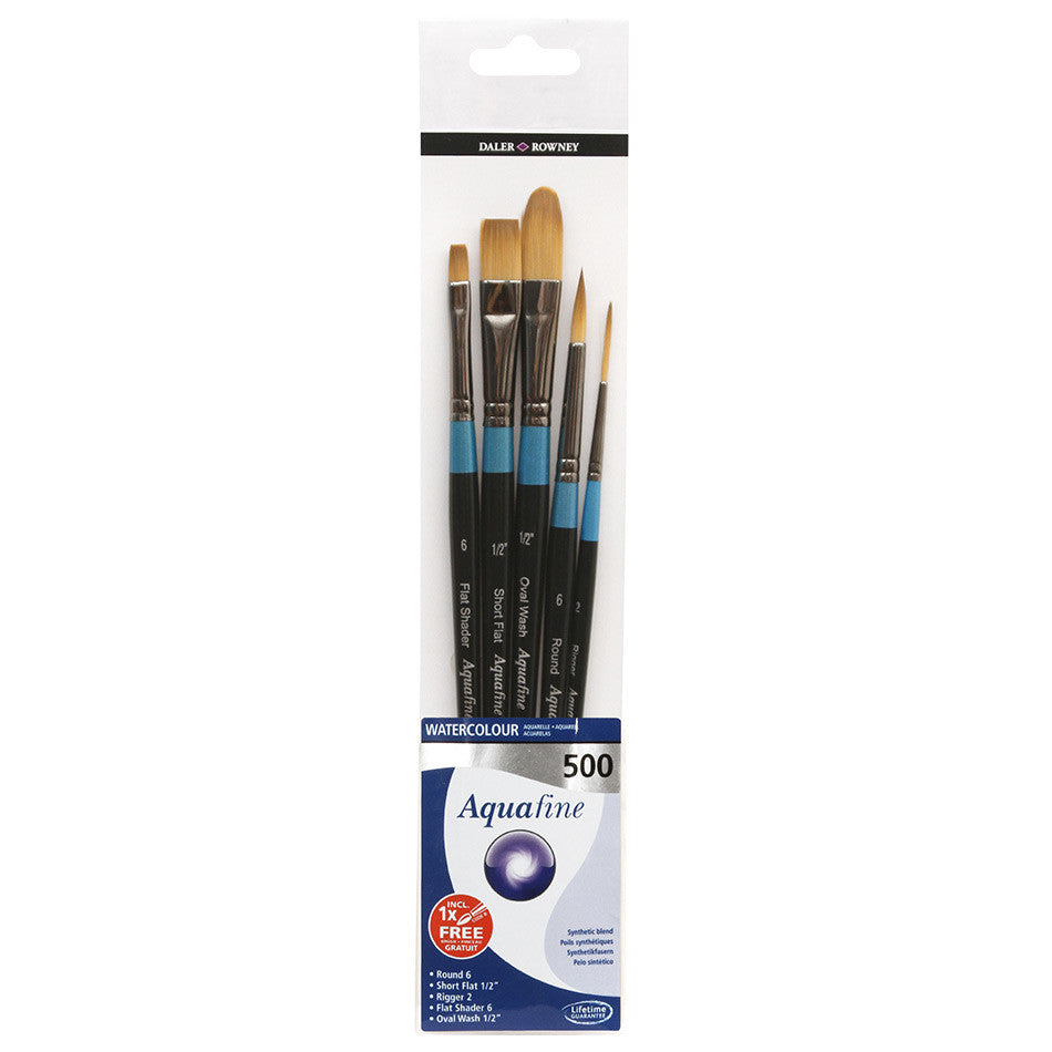 Daler-Rowney Aquafine Watercolour Brush 500 Wallet of 5 by Daler-Rowney at Cult Pens