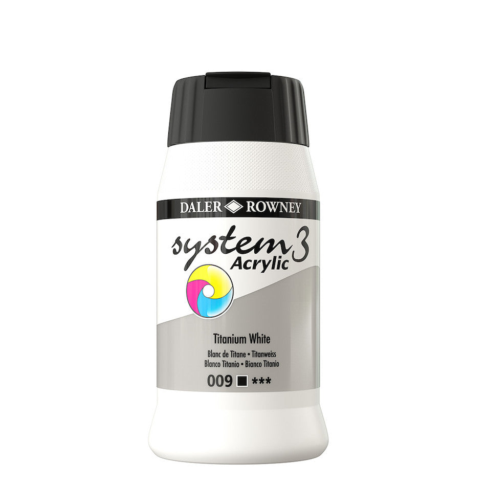 Daler-Rowney System3 Acrylic Paint 500ml Titanium White by Daler-Rowney at Cult Pens