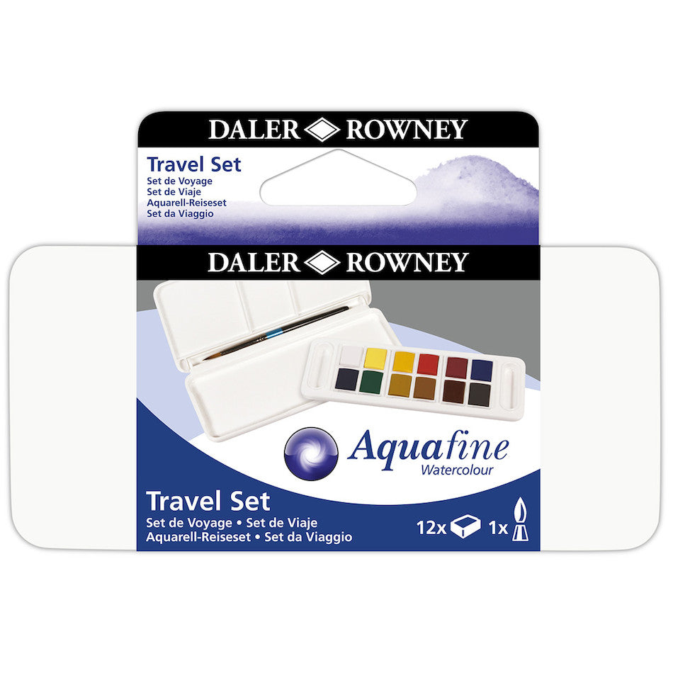 Daler-Rowney Aquafine Watercolour Paint Half-Pan Travel Set of 12 by Daler-Rowney at Cult Pens
