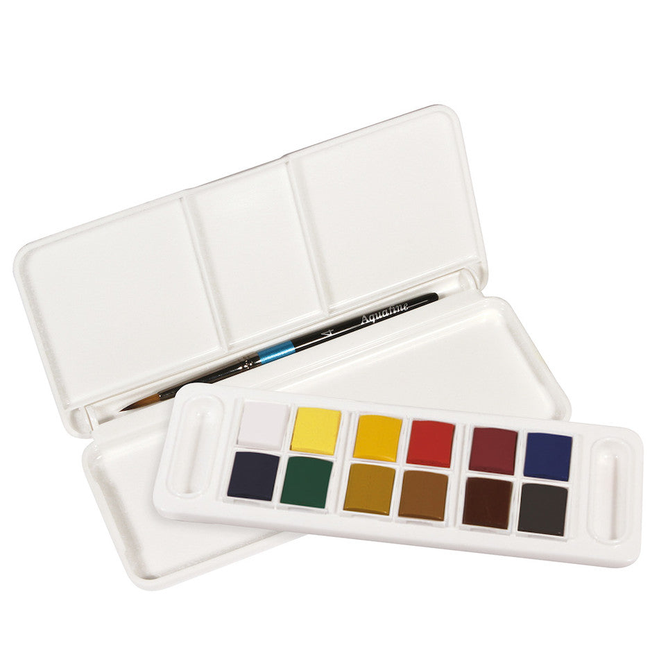 Daler-Rowney Aquafine Watercolour Paint Half-Pan Travel Set of 12 by Daler-Rowney at Cult Pens