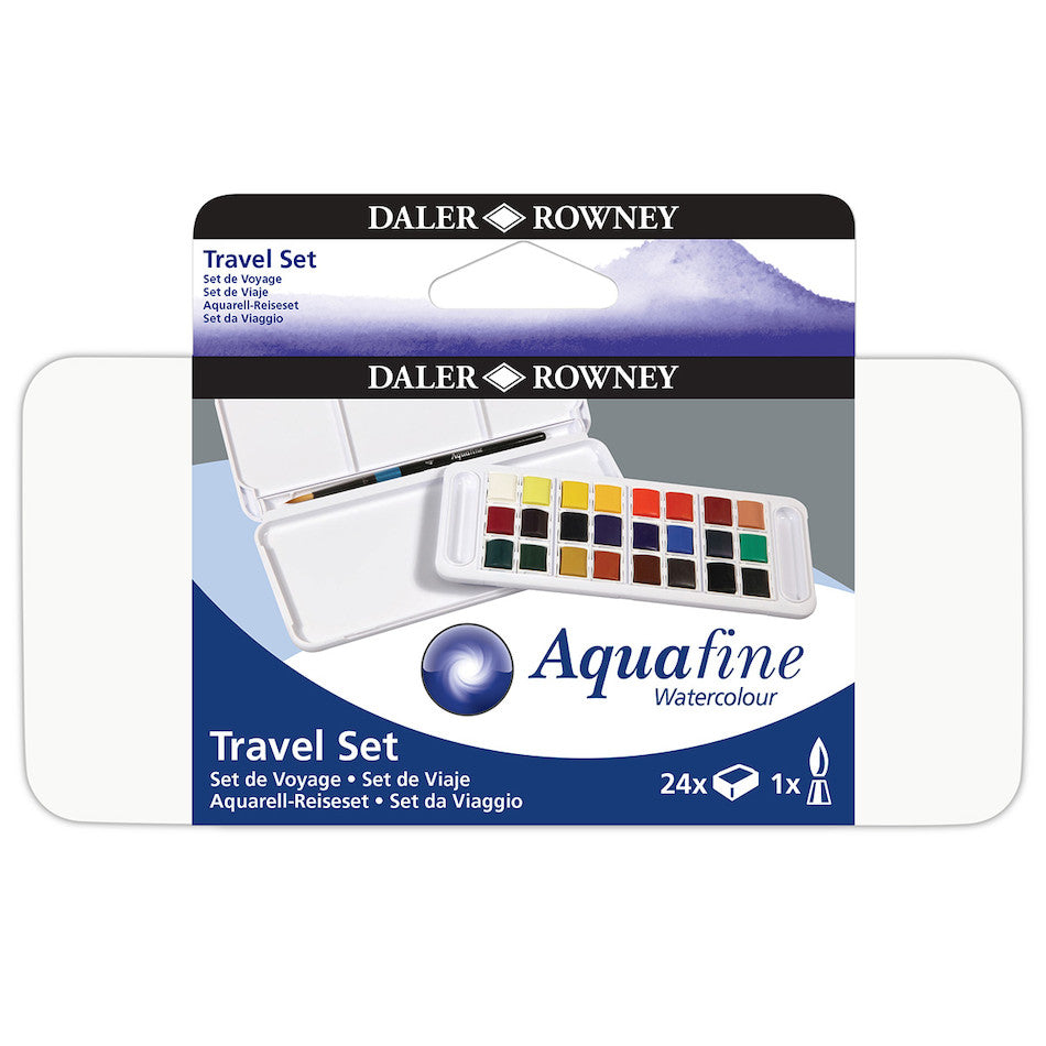 Daler-Rowney Aquafine Watercolour Paint Half-Pan Travel Set of 24 by Daler-Rowney at Cult Pens
