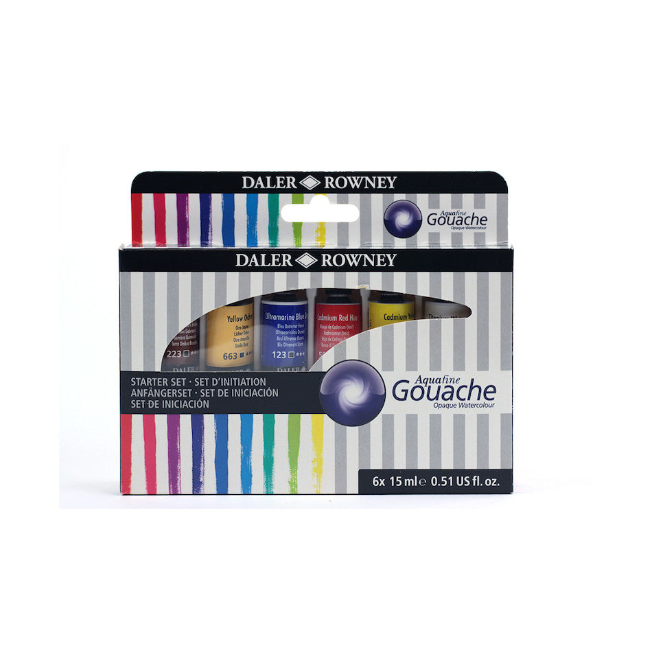 Daler-Rowney Aquafine Gouache Paint 15ml Set of 6 by Daler-Rowney at Cult Pens
