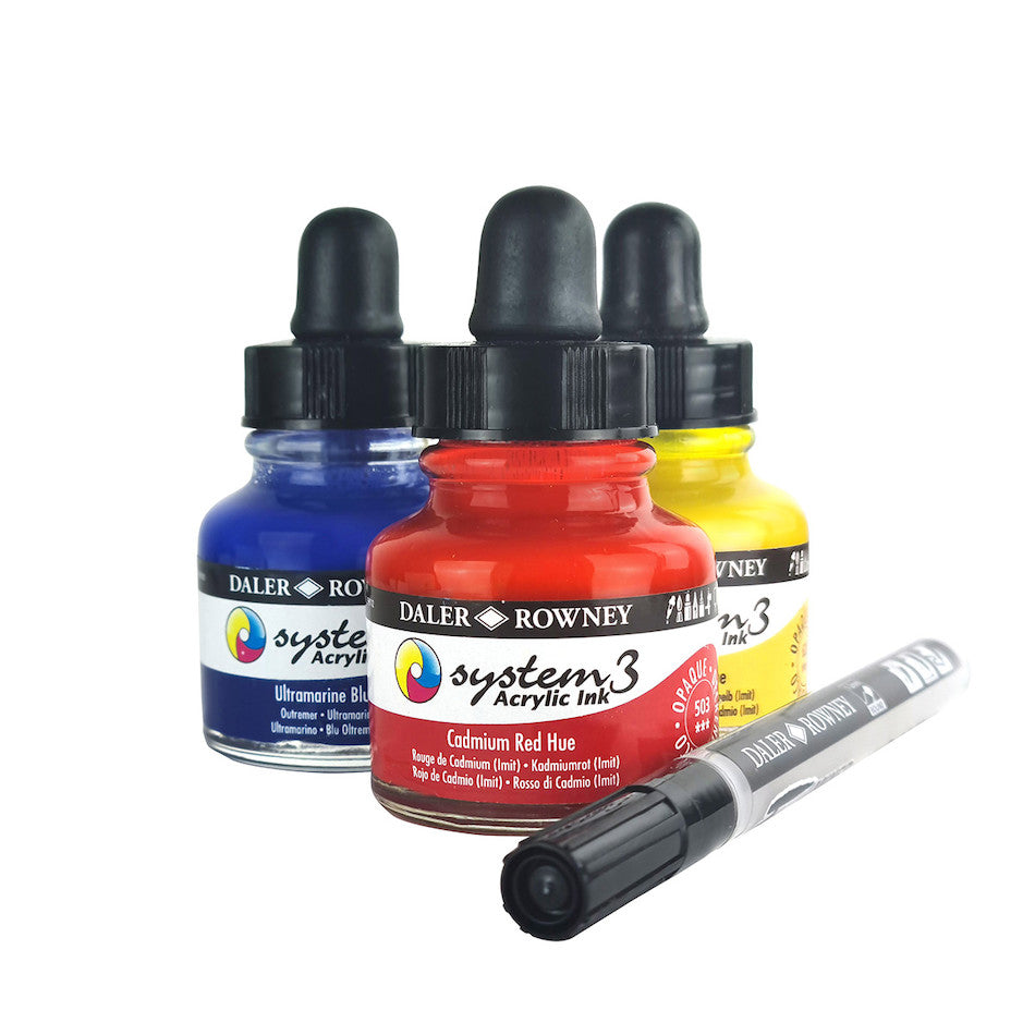 Daler-Rowney System3 Acrylic Ink 29.5ml Starter Set of 3 by Daler-Rowney at Cult Pens