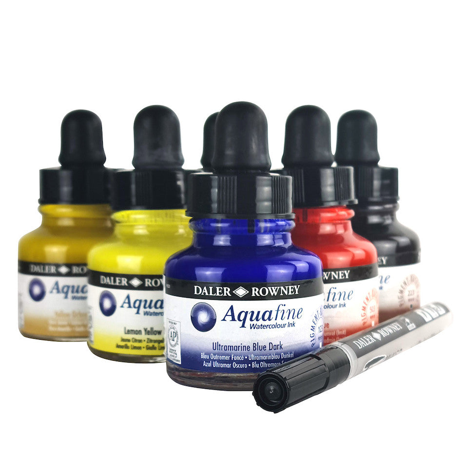 Daler-Rowney Aquafine Watercolour Ink 29.5ml Introduction Set of 6 by Daler-Rowney at Cult Pens