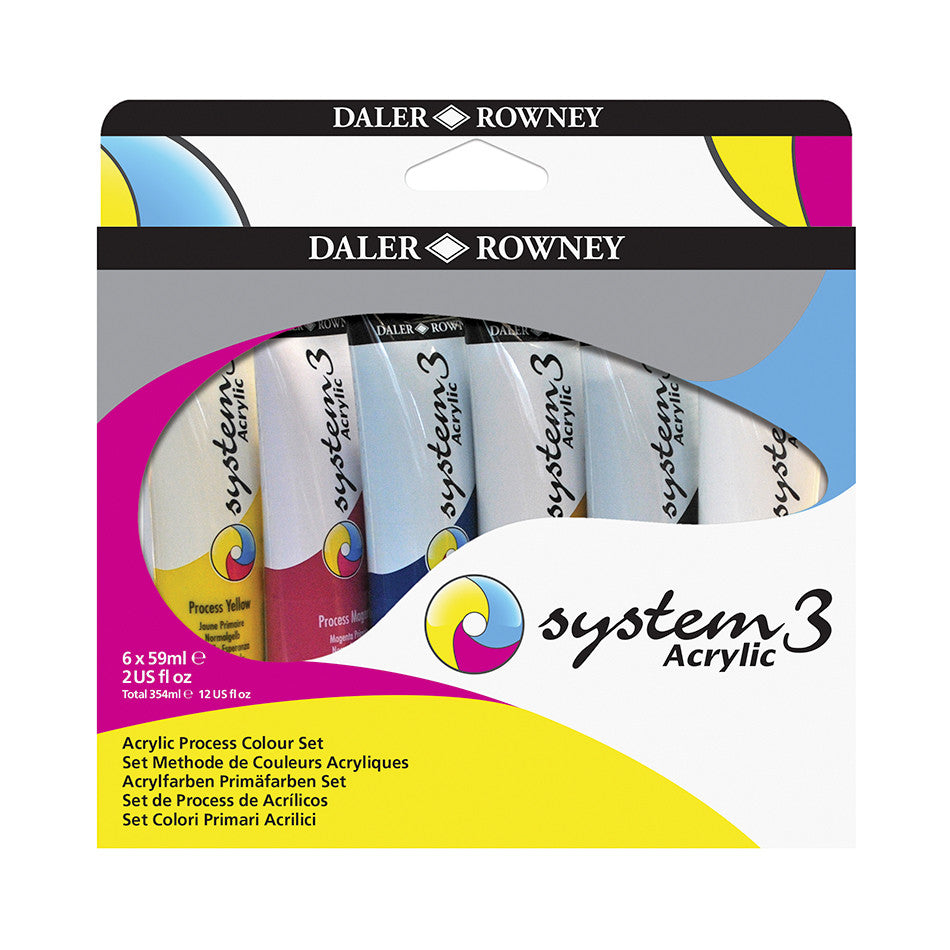 Daler-Rowney System3 Acrylic Paint 59ml Process Set of 6 by Daler-Rowney at Cult Pens