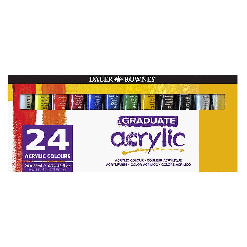 Daler-Rowney Graduate Acrylic Paint 22ml Set of 24 by Daler-Rowney at Cult Pens