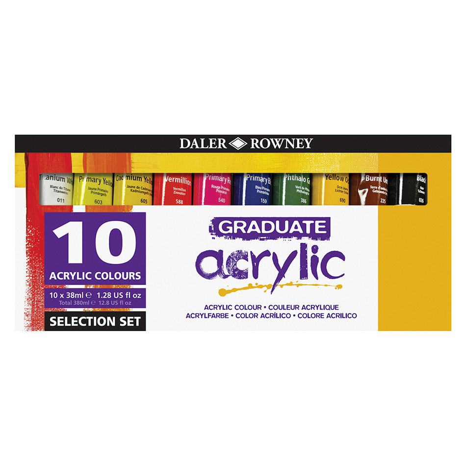 Daler-Rowney Graduate Acrylic Paint 38ml Selection Set of 10 by Daler-Rowney at Cult Pens